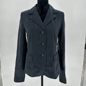 NEW Go Silk‎ $248 Black Go Nano Blazer Jacket Washable Collared Button Up Size 6